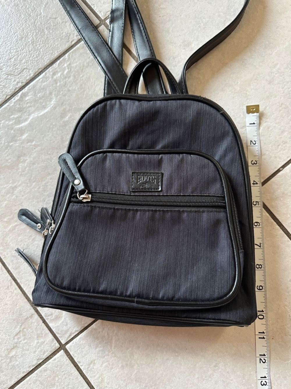 ROOTS Y2K Minimalist Black Compact Canvas Backpack - Picture 12 of 12